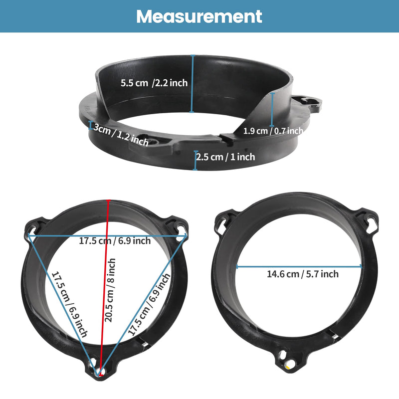 RED WOLF 6.5 Inch Door Speaker Adapter Spacer Ring Speaker Wire Harness Connector Compatible with Toyota 1998-2015, Scion 2004-2014 Aftermarket Speaker Adapter Bracket Wiring Cable Plug Install Speaker Adapter w/Wiring Harness