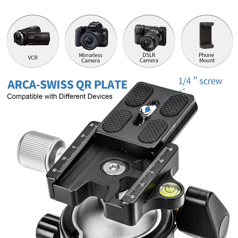 CAVIX Tripod Ball Head with 1/4" Arca Swiss Quick Release Plate Aluminium Tripod Ball Head Mount Large Ball HB46A