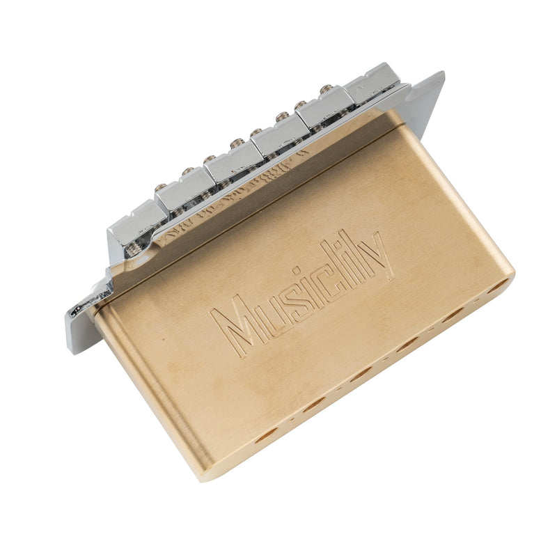 Musiclily Ultra 52.5mm (2-1/16 inch) Full Solid Brass 36mm Short Tremolo Block for China made Squier New after 2021 Affinity 2-point Electric Guitar Bridge Solid Brass 36mm V2