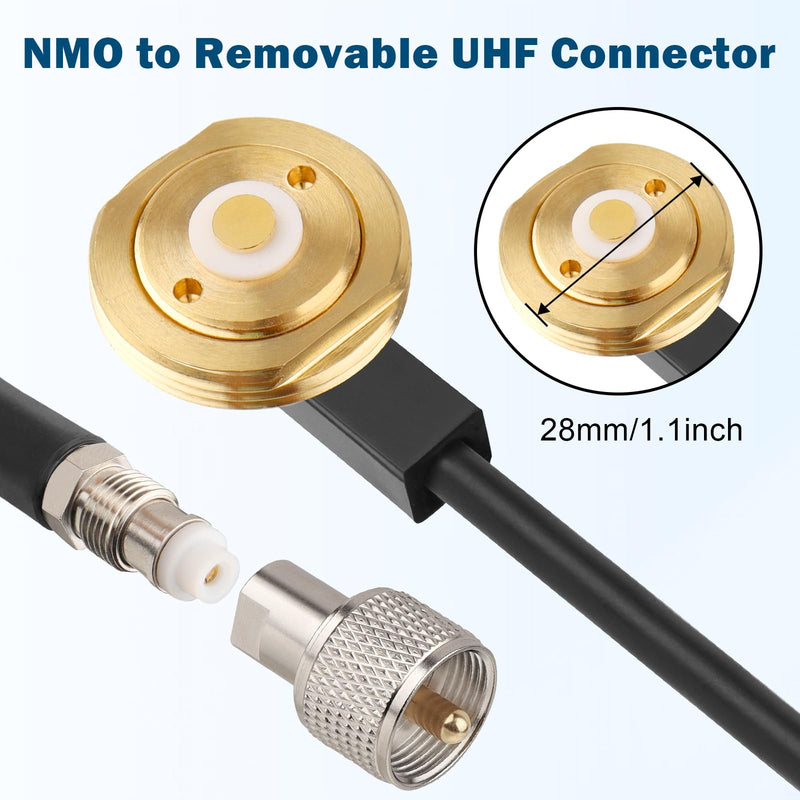 [AUSTRALIA] - MOOKEERF NMO Antenna Cable,10FT Low Loss RG58 Coaxial CB Antenna Cable Extension with NMO and Removable UHF PL259 Male Connector for VHF/UHF/CB Radio 10FT 