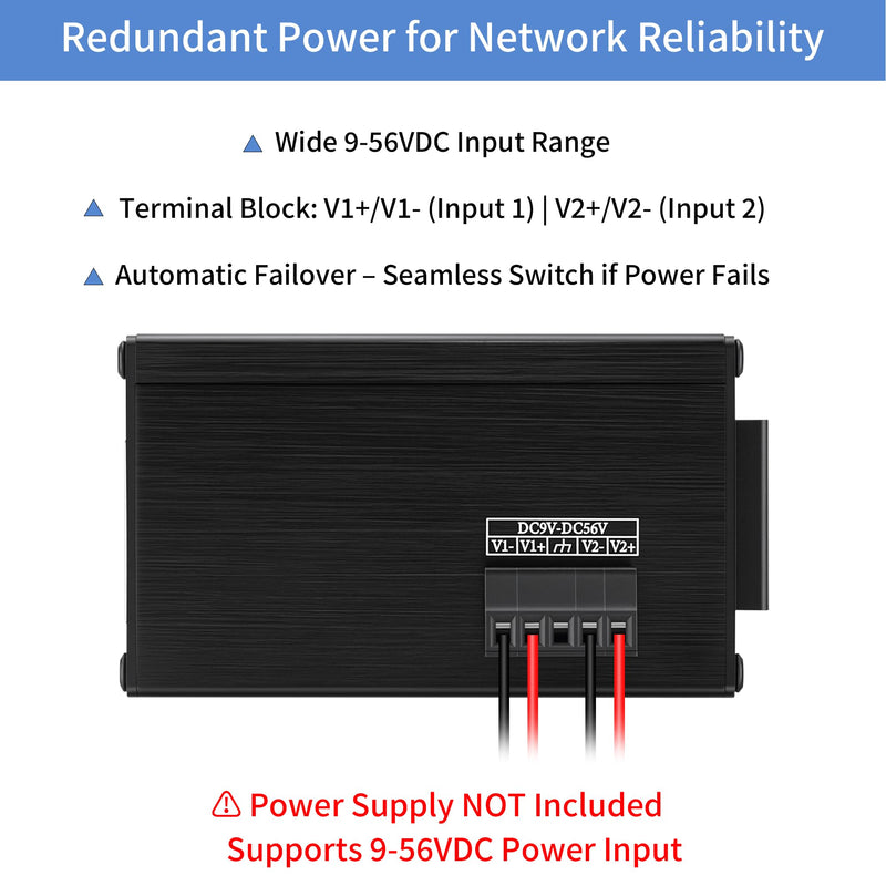 Industrial 12-Port Gigabit Ethernet Switch, 10/100/1000 Mbps | Unmanaged Network Switch, Dual 9-56V DC Power Input, DIN Rail & Wall Mount, Fanless Metal Housing, IP40 for CCTV and Factory 12 Gigabit Ports(NON POE)