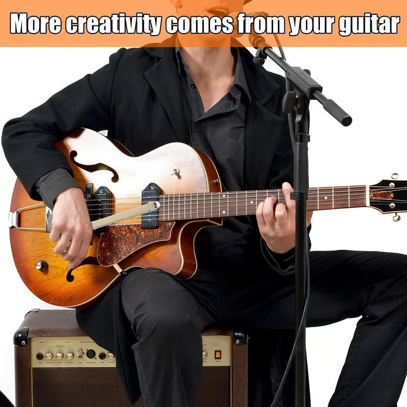 Guitar Bow Kit, 2-in-1 Horsehair Aluminum Alloy Guitar Bow Pick with Rosin Sandpaper Cloth Fun Acoustic Instrument Playing Tools Create Violin & Cello Sounds Creative Gift for Music Lover