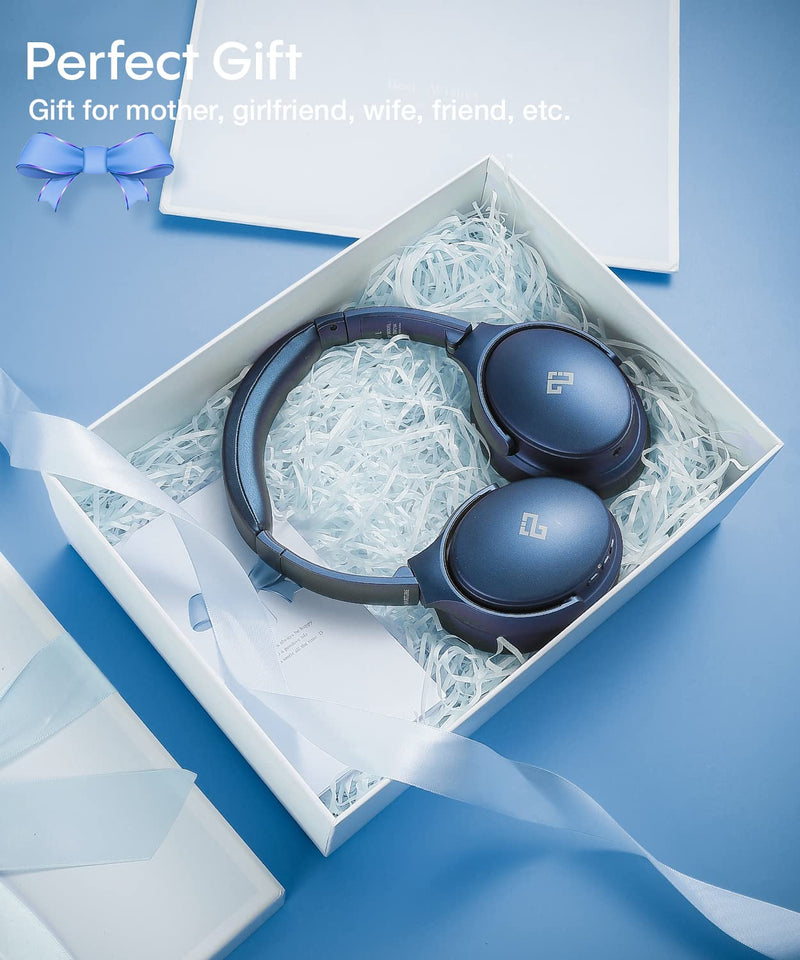 INFURTURE Active Noise Cancelling Over Ear Bluetooth Headphone Deep Bass H1 | Comfortable, Hi-Fi Stereo, 90H Playtime, Low Latency, Foldable Lightweight for Travel, Office, Sport Running - Blue