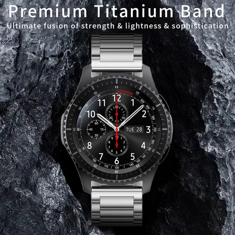 20mm Titanium Band Compatible with Samsung Watch 6 Classic 43mm/47mm/5 Pro 45mm/4 Classic 46mm,22mm Metal Strap Compatible with Samsung Watch 46MM/3 45MM, Gear S3 Frontier 20mm