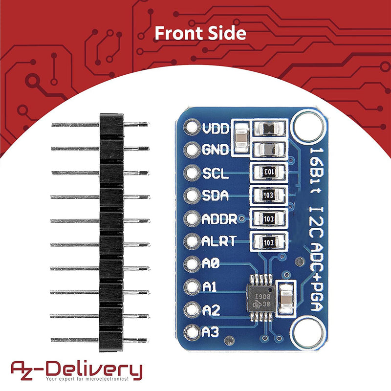 AZDelivery 3 x Compatible with ADS1115 ADC Module 16bit 4 Channels Compatible with Arduino and Raspberry Pi with E-Book