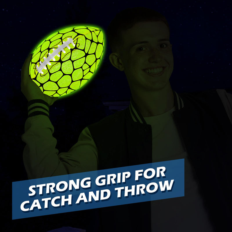 Jasonwell Glow in The Dark Football - Strong Grip Light Up Football Toy Stuff Gift Outdoor Sports Ball for Boys Kids Teen Junior Youth Adult Christmas Birthday Gifts for Ages 6-8 8-12 13+ Year Old No.9 Green