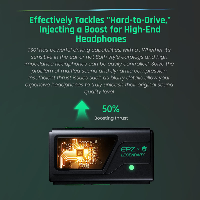 EPZ TS01 External USB-C Gaming Sound Enhancement Card Hi-Fi Grade DAC Chip Virtual 7.1 Surround Adaptive Dual 3.5mm Ports Built-in EQ Visualisation Compatible with PC Laptop PS5, PS4, Xbox, SWITCH2 Black
