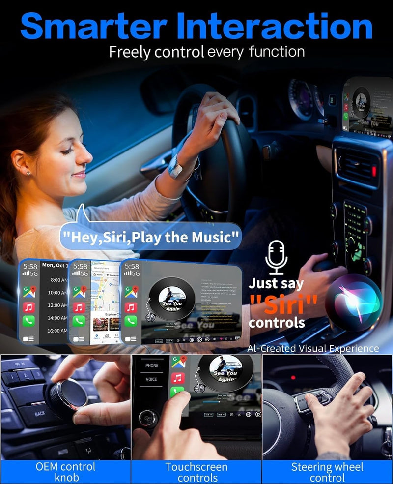 iDiskk Wireless CarPlay Adapter for iPhone No Latency with USB C Adapter | Plug-and-Play Easy Installation,Wide Compatibility for iPhone iOS 10+, Support Voice Control & Navigation