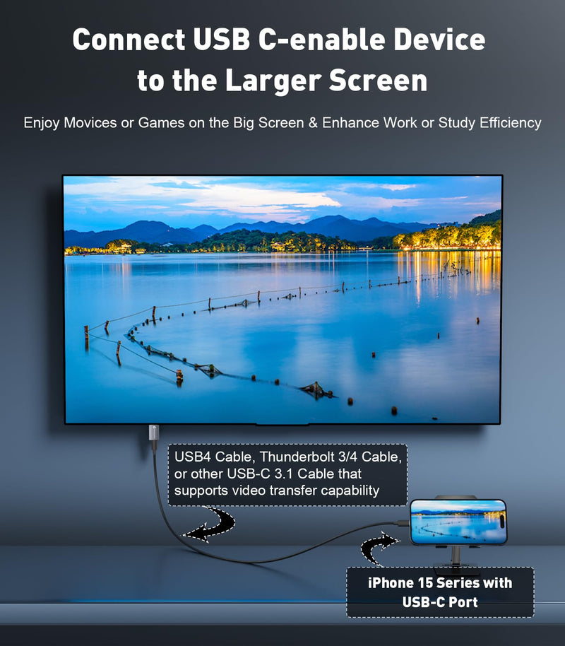 [AUSTRALIA] - Reborn USB C Female to HDMI Male Adapter | 4K Uni-Directional USB Type C Source to HDMI 2.0 Display Converter Thunderbolt 3/4 to HDMI for MacBook Pro/Air, Galaxy S8 to S23, Surface - 1 Pack 