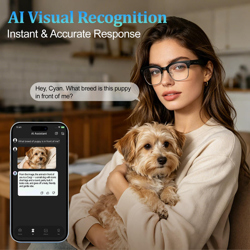 AI Smart Glasses with 8MP Camera, 1080P Video Recording & HD Photos, Bluetooth Audio, Voice Assistant, Real-Time Translation, Noise Cancelling Calls & Music, Photochromic Lenses W630_Black