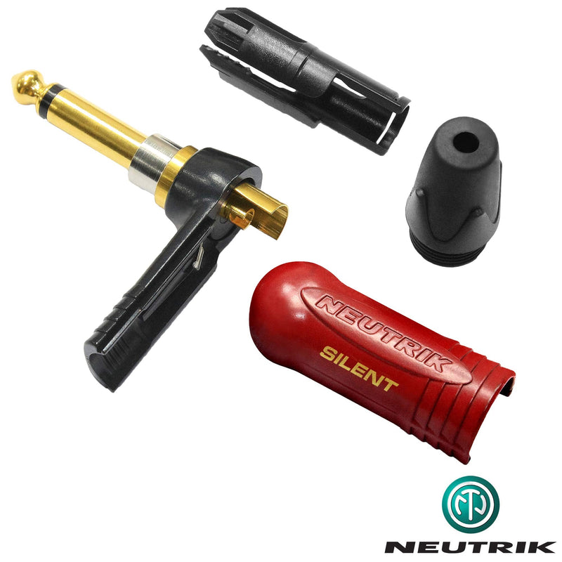 WORLDS BEST CABLES 30 Foot - Gotham GAC-1 Ultra Pro - Premium Low-Cap (21 pf/F) Guitar Bass Instrument Cable w/Neutrik Gold Straight to Angled (Silent Plug) ¼ inch (6.35mm) TS Plugs - Custom Made