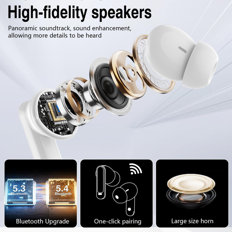 Wireless Earbuds, Bluetooth 5.4 Headphones with Multifunctional Touch Screen, 48H Bass Stereo Ear Buds with ANC/ENC Noise Cancelling/Transparency Mode,IPX7 Earphones with 5 EQ Modes,Rose Gold Rose Gold