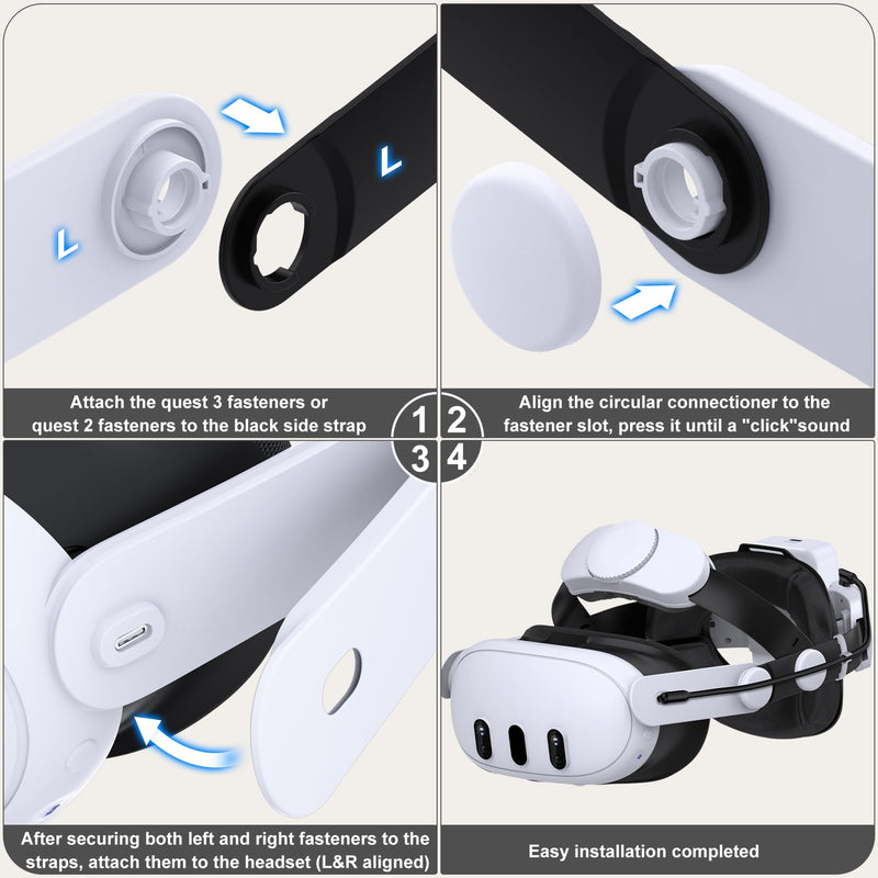 Head Strap for Meta Quest 3/3S/2, Adjustable Elite Strap with 7500mAh Detachable & Hot-Swappable Battery, Enhanced Support & Comfort, VR Headset Strap for Oculus, Extends 3–4H Playtime Head Strap - 1x7500mAh Battery MQ2000 Series-Plug-In Battery
