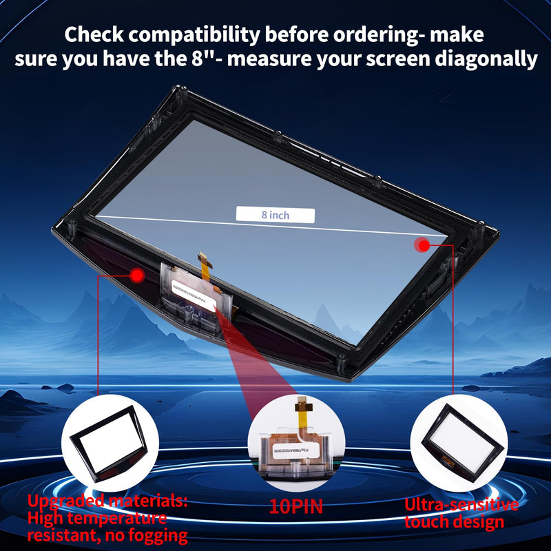 TsuperU Touch Screen Digitizer Replacement for Cadillac CUE ATS Escalade SRX XTS ELR CTS CTS-V Radio Screen 2013-2017 Touchscreen Ultra-Sensitive High-Definition OEM Navigation System with Trim Tool Digitizer(2013-2017)