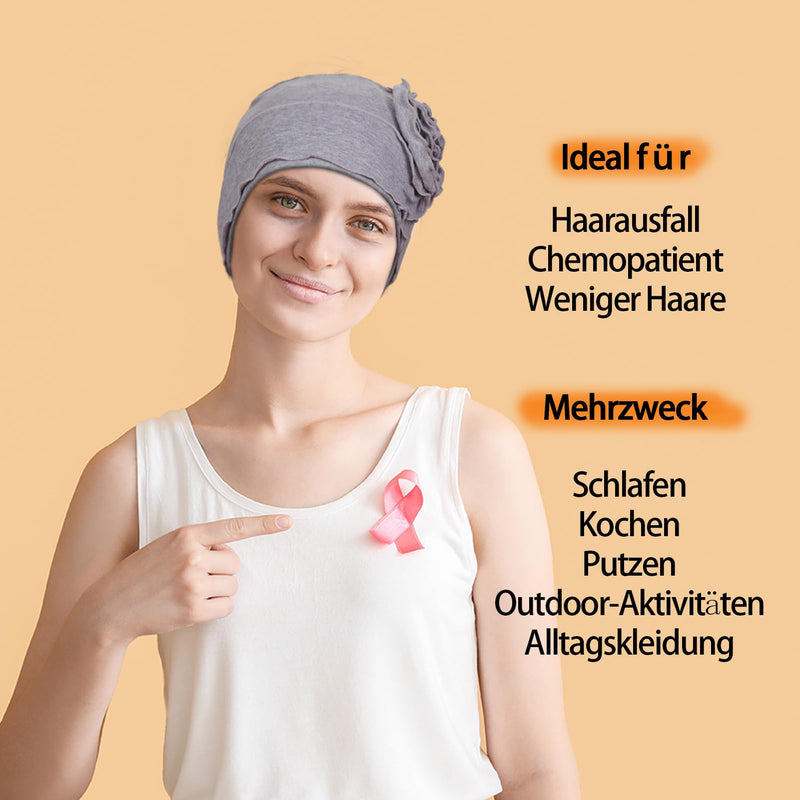 TSKNOMO 4 Pieces Chemo Headwear Set for Women, Breathable Cancer Headwear, Elastic Chemo Hats for Women with Hair Loss Light Grey + Light Purple + Light Blue + Khaki