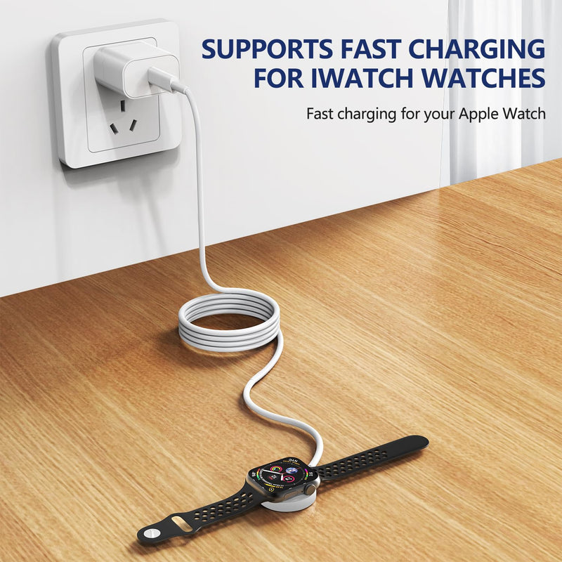5W Fast Charger for Apple Watch Chargers with 20w Charger Block,USB C Magnetic for i-Watch Fast Charging Cable for Watch Series SE/8/7/6/5/4/3/2/1 Includes 38mm 40mm 42mm 44mm 45mm Size 3FT White-3in1