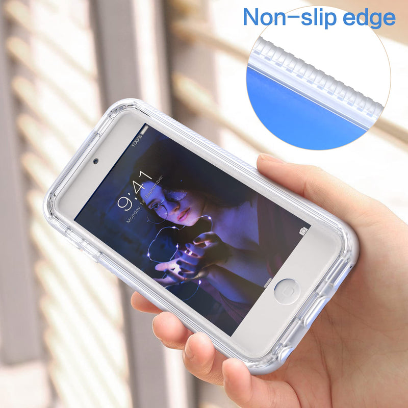 Compatible with iPod Touch 7th Generation Case, 2 in 1 Shockproof iPod Case with Screen Protectors, Hybrid Slim Fit Protection Shock Resistant Cover for iPod Touch 5/6/7th Generation, Clear