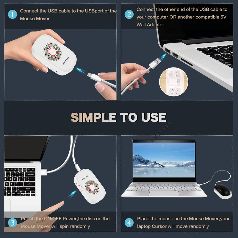 YEPLING Mouse Jiggler, Undetectable Mouse Mover Shaker Simulator for Computer Laptop Awakening, Keeps PC Active, No Software, Driver-Free with ON/Off Switch