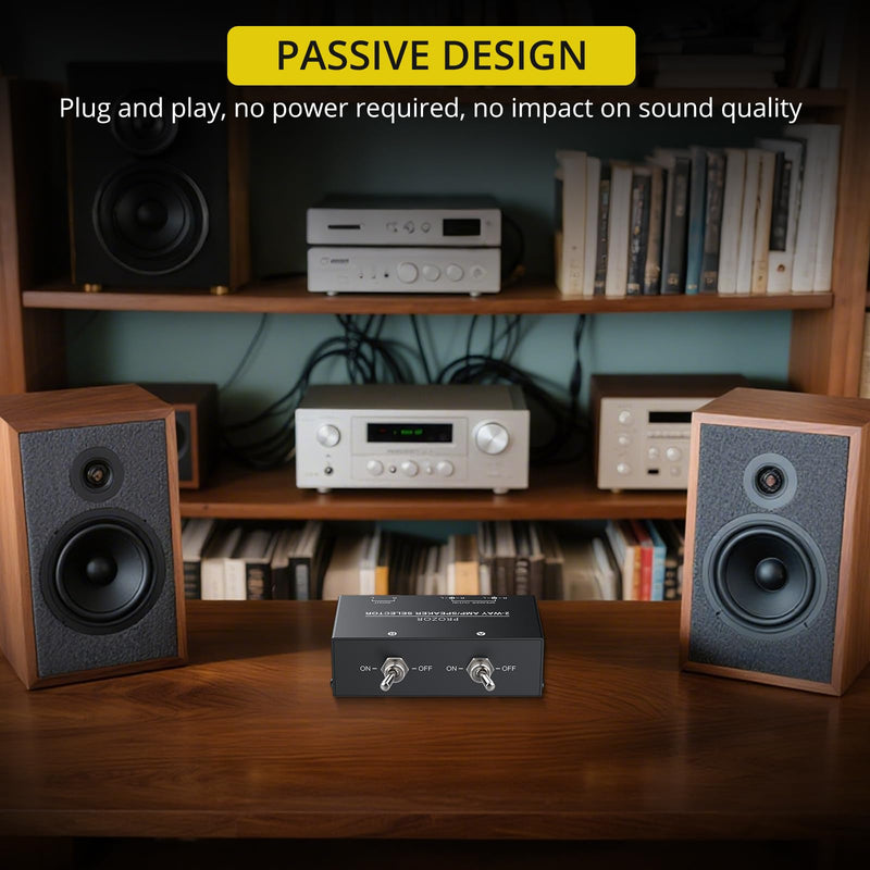[AUSTRALIA] - PROZOR 2-Zone Speaker Switch Box, 2-Way Amp/Speaker Selector with Independent A/B Control, Passive Stereo Switcher for Amplifier and Receiver, 150W RMS per Channel, Support 4–16Ω Speakers Spring Clip 2 Zone 