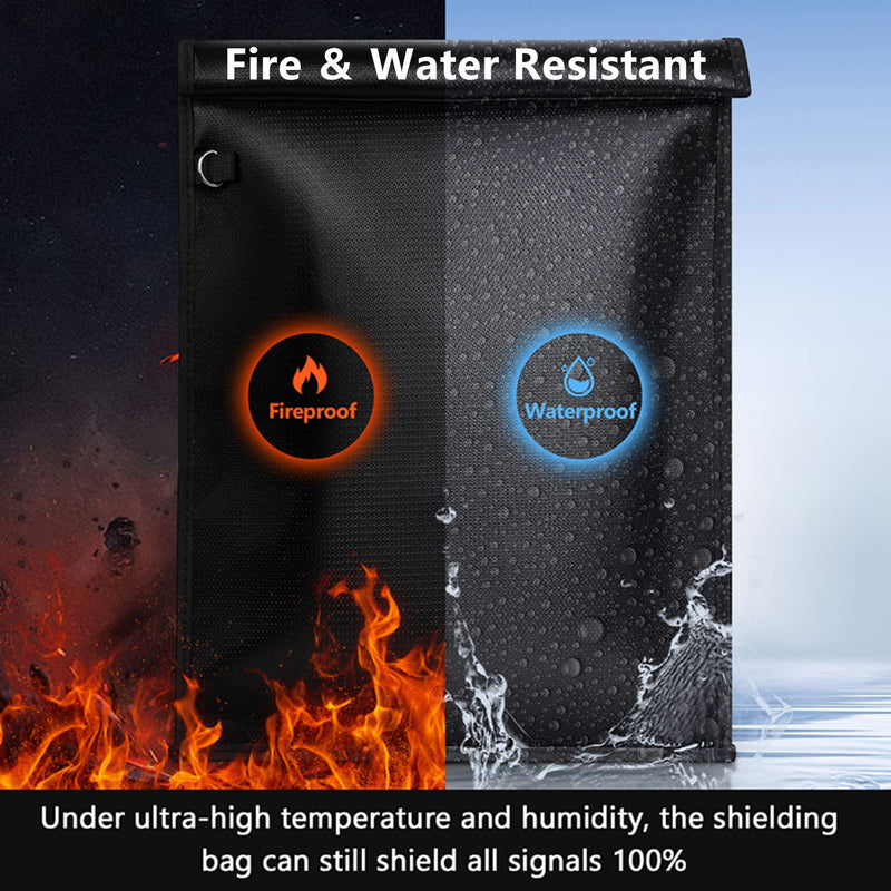 2 Pack Faraday Bags,Faraday Bags EMP Proof for Phones & Tablets & Laptops & Car Keys,Anti-Theft RFID Signal Blocker Pouch,Fireproof & Waterproof Faraday Key Fob Protector