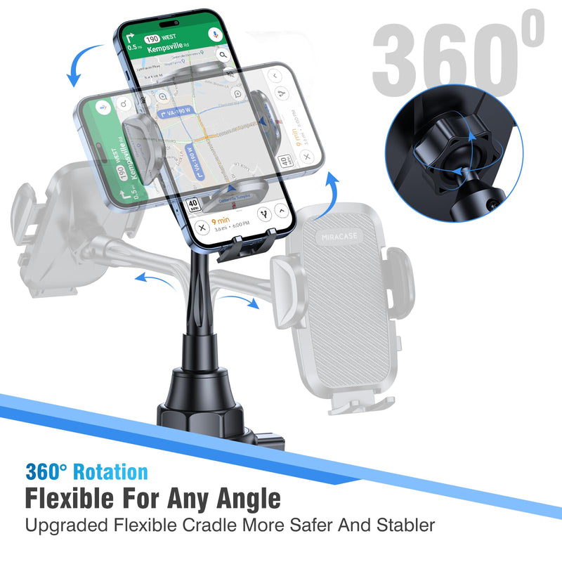 miracase Cup Holder Phone Mount for Car, Universal Phone Holders for Your Car, Gooseneck Adjustable Car Cup Cell Phone Mount for iPhone Samsung Google and All 4.0-7.2 inches Smartphones