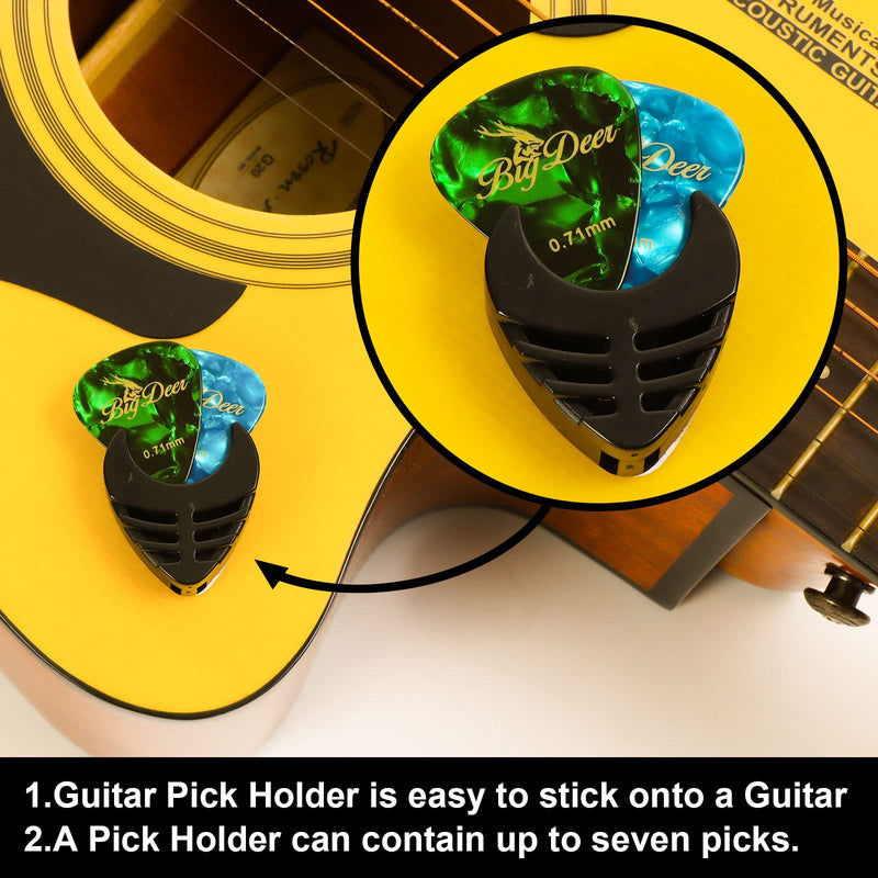 [AUSTRALIA] - 30 Pack Bright celluloid guitar picks, including 0.46mm, 0.71mm, 0.96mm and 1.2mm picks for acoustic guitars, ukulele, bass in tin case,comes with two guitar pick holders 
