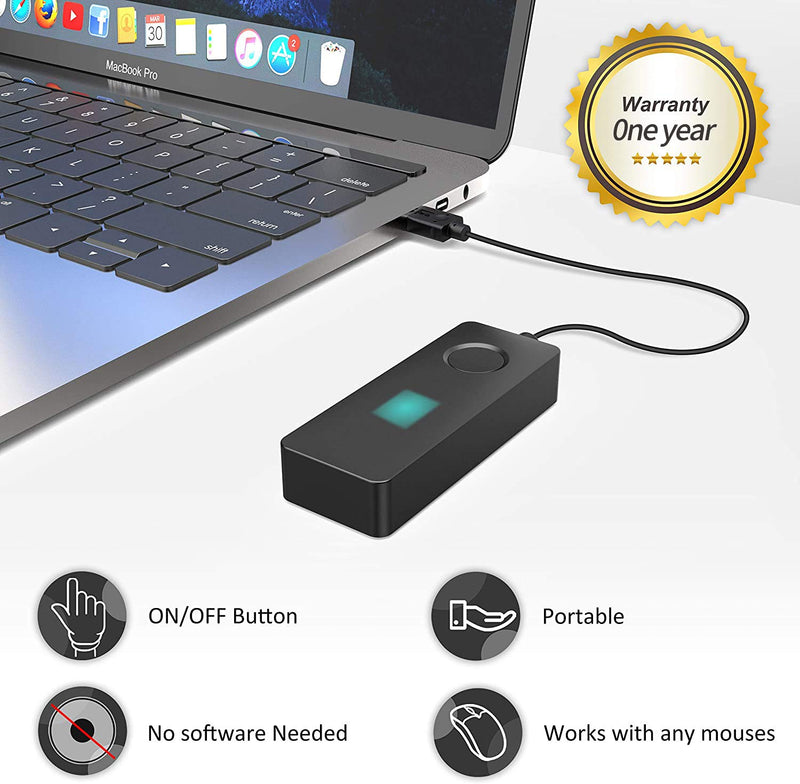 HONKID Mouse Jiggler Mover with ON/Off Switch and USB Port,Driver-Free and No Software Needed,Simulates Mouse Movement and Prevents Computer Laptop from Going into Sleep,Plug and Play
