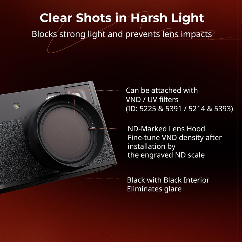 SMALLRIG X Half Lens Hood Sun Shade for Fujifilm, Shading Hood, Compatible with UV/VND Filters, Made of Aluminum Alloy, Anti-Scratch Protective Cover, Anti-Glare - 5215 Black