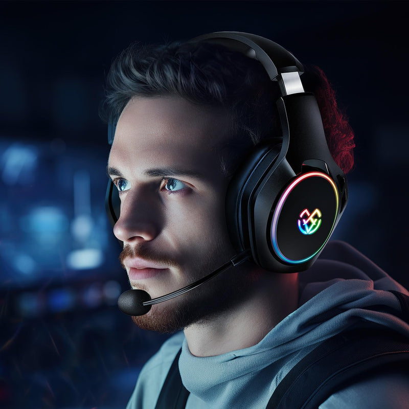 Wireless Gaming Headset 7.1, Bluetooth 5.3 & 2.4GHz Type-C & USB Gaming Headphones with 40H+, Gaming Headsets for PS5, PS4, PC, Switch, Phone