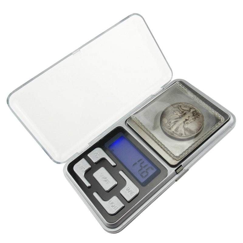 High Accuracy Mini Electronic Digital Pocket Scale Jewelry Diamond Gold Coin Calibration Weighing Balance Portable 100g/0.01g Counting Function Blue LCD g/tl/oz/ct/gn