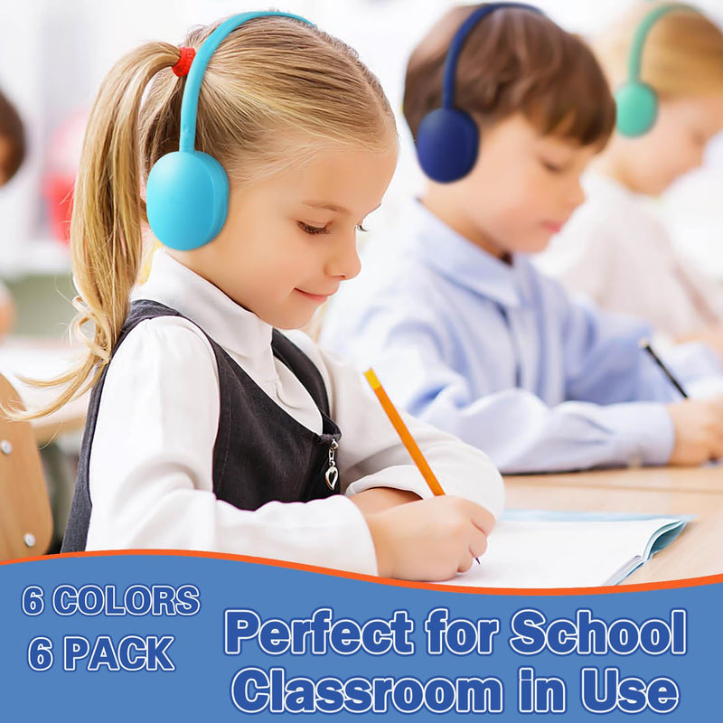 Kids Headphones Bulk 6 Pack for School Classroom Children Toddler Boys Girls Teen and Adult,Durable Wired Adjustable Student Earphones with 3.5mm Plug(FM102 Mixed Colors)