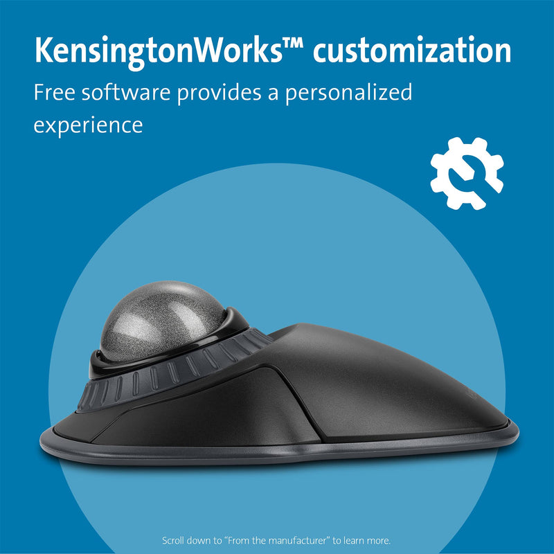 Kensington Orbit Wireless Trackball with Scroll Ring - Space Gray (K72675WW) Black-Grey