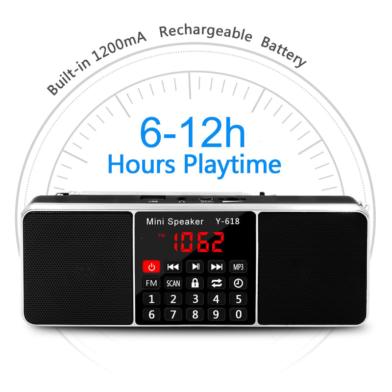 [AUSTRALIA] - LEFON Multifunction Digital FM Radio Media Speaker MP3 Music Player Support TF Card USB Drive with LED Screen Display and Setting Timing Shutdown Function (Black) Black 