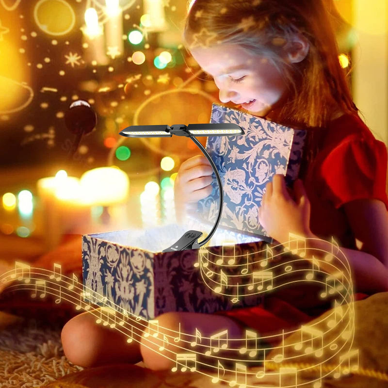 [AUSTRALIA] - Vekkia Folding Music Stand Light, Portable 42 Led Rechargeable Super Bright Clip On Piano Lamp, Professional 5 Brightness×3 Color Temperature, Perfect for Grand Piano, Book Reading. Black 