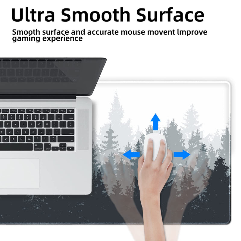 Galdas Gaming Mouse Pad Forest Background Pattern XXL XL Large Mouse Pad Mat Long Extended Mousepad Desk Pad Non-Slip Rubber Mice Pads Stitched Edges Thin Pad (31.5x11.8x0.12 Inch)-Tree Tree