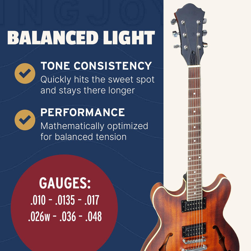 [AUSTRALIA] - Stringjoy Balanced Light Gauge Signatures Nickel Electric Guitar Strings 10-48, BAL10, Exceptional Playability and Tone, Electric 6 String Set, 2-Pack 10-48 Balanced Light 