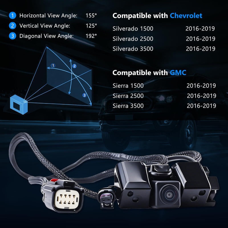 Rear View Backup Camera for Chevy Silverado Sierra 1500 84062896 | Park Assist Reverse Camera Compatible with Chevrolet Silverado 2016-2019 for GMC Sierra 1500 2500 3500 Replace 23363727