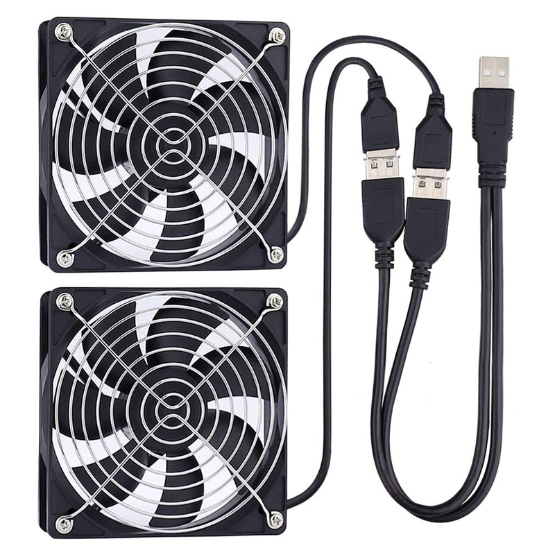 2 Packs Wathai 120mm x 25mm 120mm 5V USB Fan for Receiver AV cabint Game Console PC Laptop TV Box Projector Router Cooling