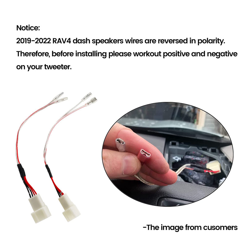 RED WOLF Car Front Dash Tweeter Speaker Wiring Harness for 2008-2022 Toyota RAV4 Camry 4Runner Highlander Scion, 2010-2019 Subaru Forester Factory Speaker Replacement Adapter Connector Non JBL System 2PCS