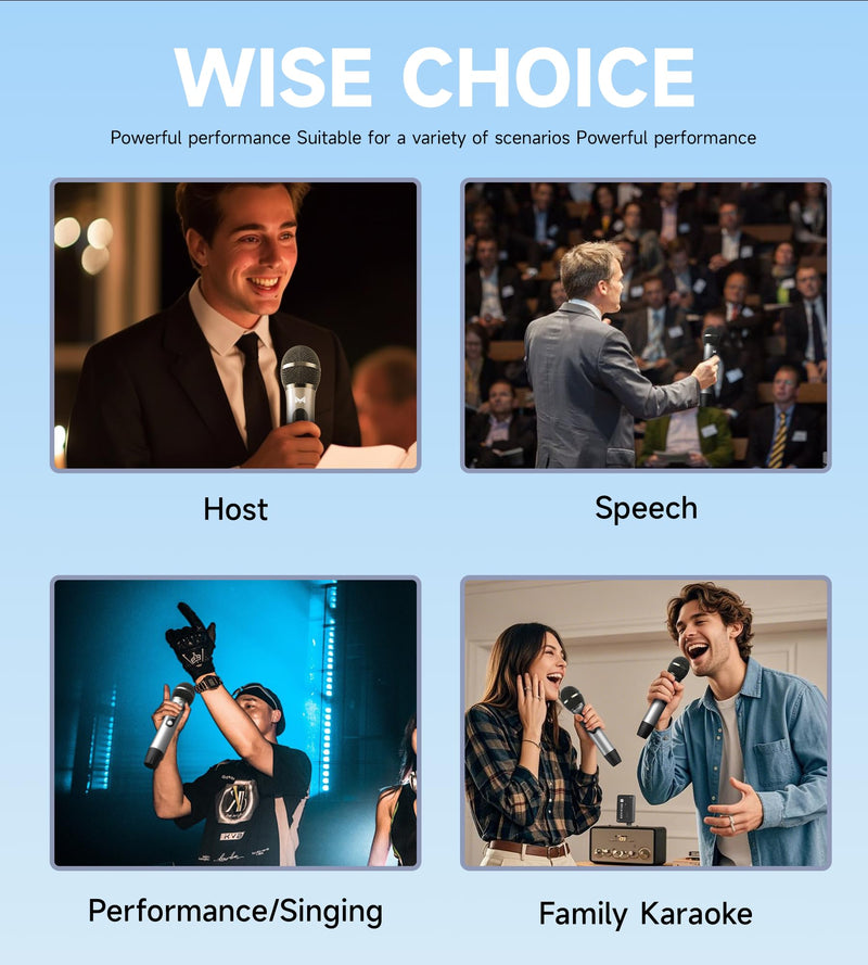 [AUSTRALIA] - Wireless Microphones, Wireless Microphone with One-To-One Chip Connection, Volume Control, 200-Foot Receiving Distance, All-Metal Tube Microphone, Suitable for Video Recording, Family Gatherings 