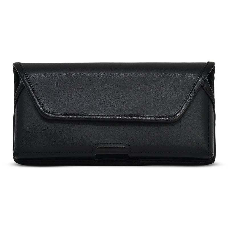 Turtleback Holster Designed for Galaxy Z Fold6 Fold 5 Fold 4 with Thin Fit Case Horizontal Belt Case Black Leather Pouch with Executive Belt Clip, Black Leather Hoz / Fix Clip Slim Fit