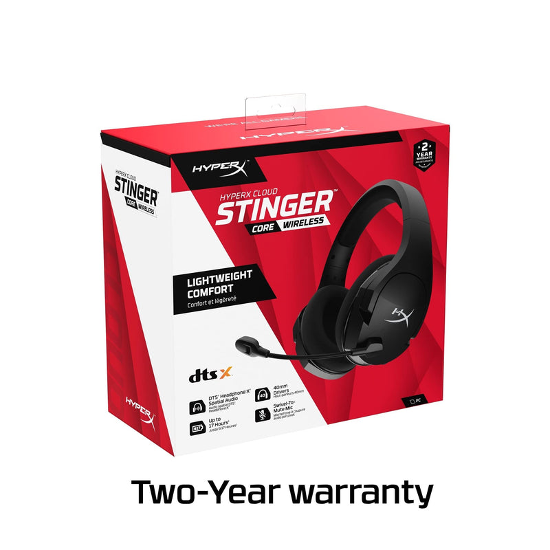 HyperX Cloud Stinger Core - Wireless Gaming Headset, for PC, 7.1 Surround Sound, Noise Cancelling Microphone, Lightweight Black