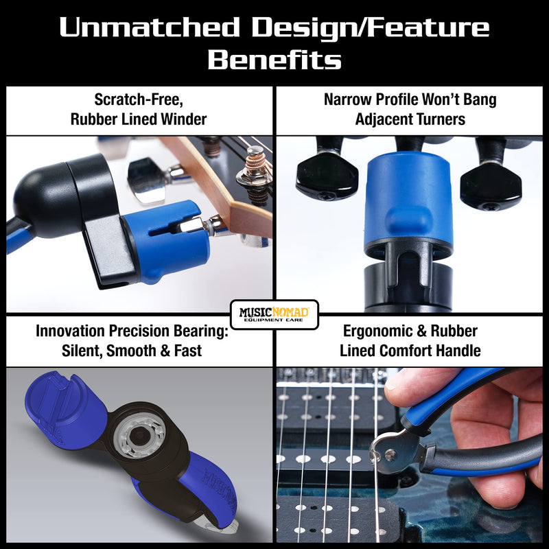 [AUSTRALIA] - MusicNomad Grip ONE - String Winder, String Cutter, Bridge Pin Puller Tool for Acoustic, Electric & Bass Guitar (MN223) 