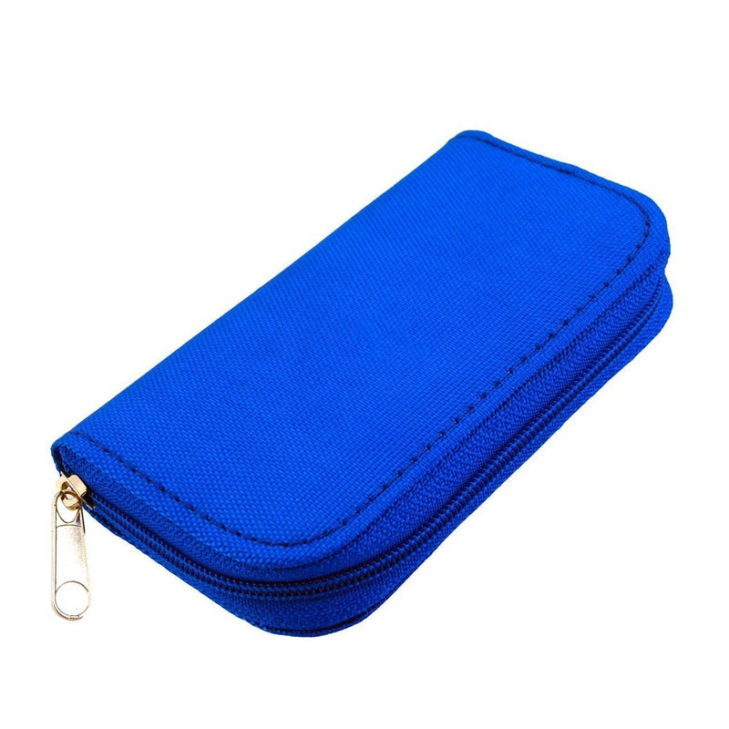 Memory Card Case - Carrying Case Suitable for Micro SD, Mini SD and 4X CF, Card Holder Bag Wallet for Media Storage Organization (Blue) Blue