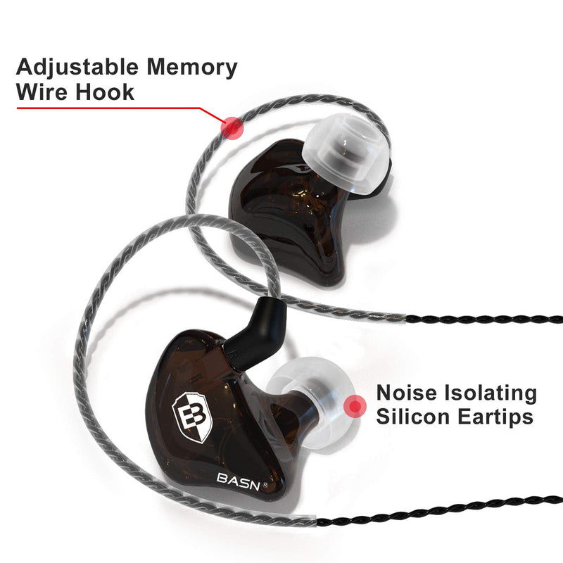BASN Bsinger BC100 in Ear Monitor Headphones,Brown | Universal Fit Noise Isolating IEM Earphones for Musicians Singers Studio Audiophiles Brown