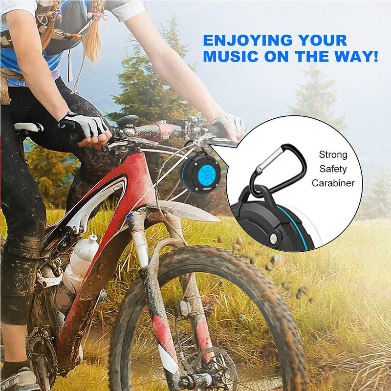 Portable Shower Speaker, IPX7 Waterproof Wireless Outdoor Speaker with HD Sound, 2 Suction Cups, Built-in Mic, Hands-Free Speakerphone for Bathroom, Pool, Beach, Hiking, Bicycle Blue