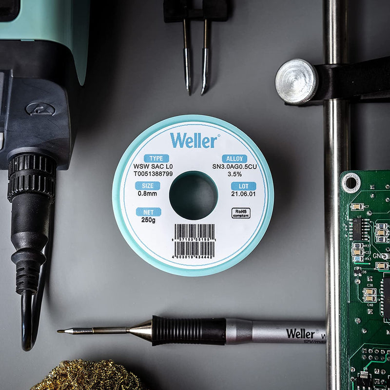 Weller WSW SCN M1 (T0051402799) 0.5mm Lead Free Solder Wire Alloy Sn99.3Cu0.6Ni0.05 Flux Content 3.5% 100g Silver 0,5mm, 100g