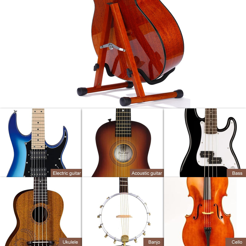 Wood Guitar Stand,Folding A- Frame Floor Guitar Rack for Guitars,Bass, Strings Instrument,Acoustic Guitar Display Rack (MA-38G Mahogany) MA-38G Mahogany