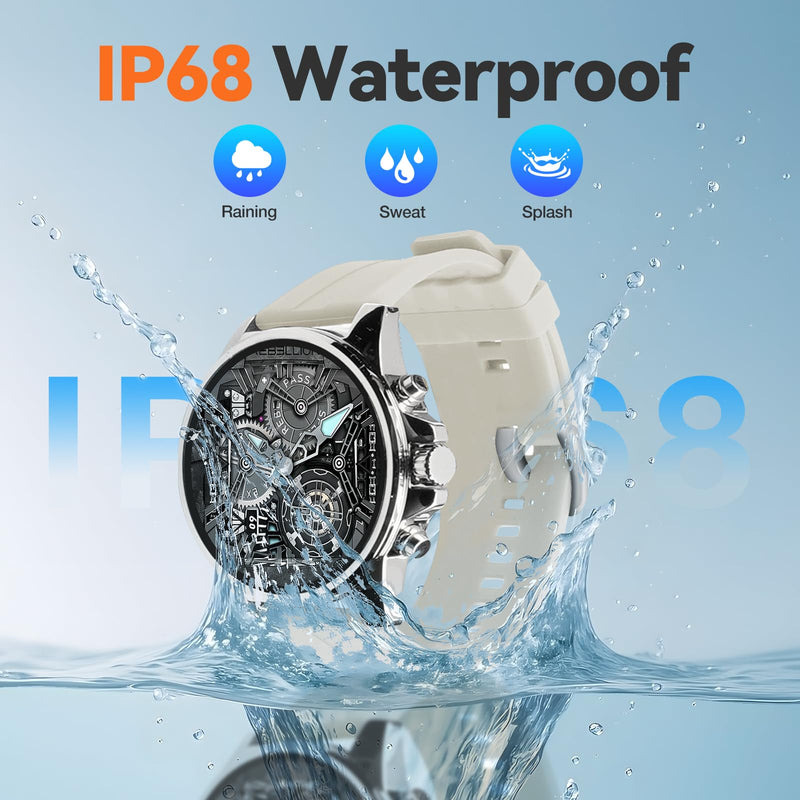 Smart Watches for Men,1.43" HD Touch Screen,Fitness Tracker Running Watch,Heart Rate/Sleep Monitor,Fitness Smart Watch,Bluetooth,NFC,Compatible with iOS Android,Smart Watch Silver