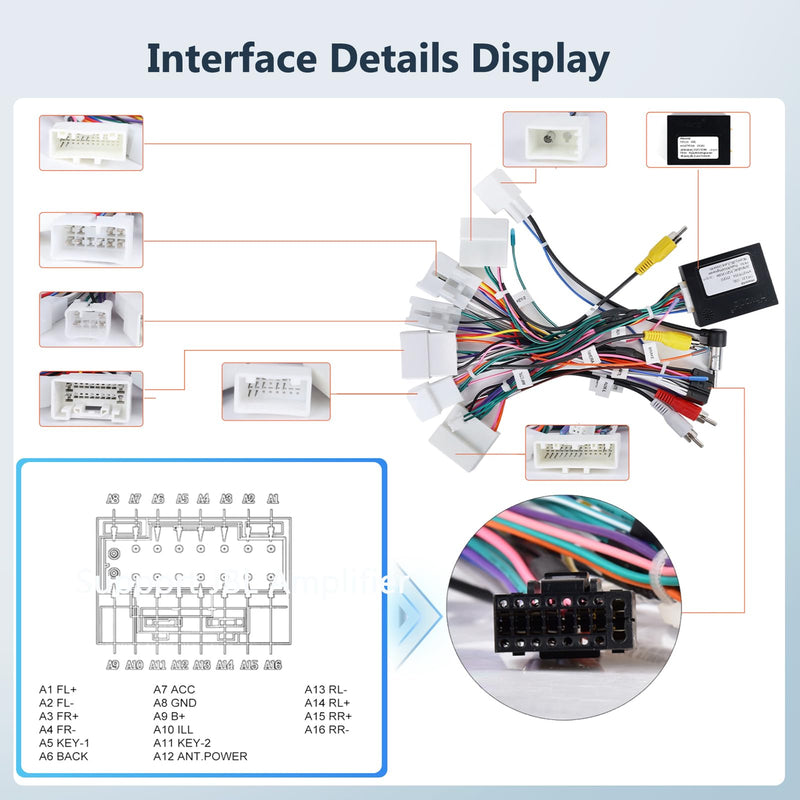 PODOFO Radio J-B-L Wiring Harness 16 pin | Compatible with Toyota Corolla Camry RAV4 Tundra 4Runner Prado CHR Highlander